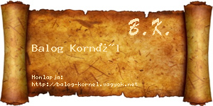 Balog Kornél névjegykártya