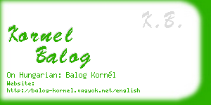 kornel balog business card